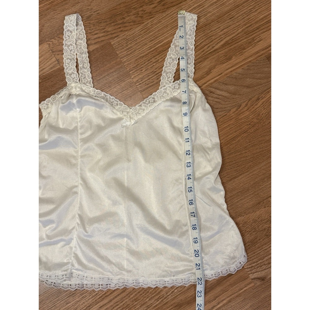 Vintage White Lace Trim Camisole Top Babydoll Fit Balletcore Coquette Sz SM/ MD - Picture 8 of 9